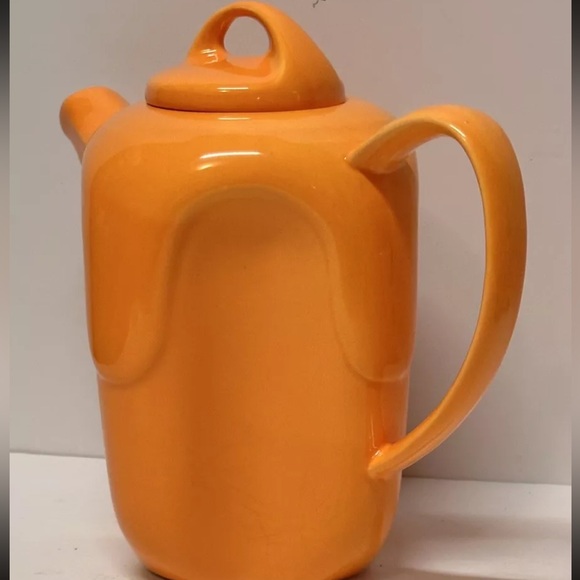 🤯🤩VINTAGE 1970s NESTING TEA POT&CUP SET!ORANGE CERAMIC! Possibly Peter Saenger - Picture 3 of 13